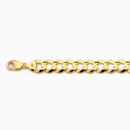 10K 14MM YELLOW GOLD SOLID CURB 16 CHAIN NECKLACE"