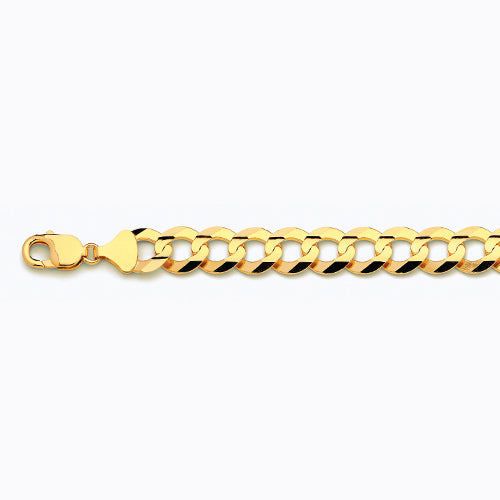 10K 13MM YELLOW GOLD SOLID CURB 16 CHAIN NECKLACE"