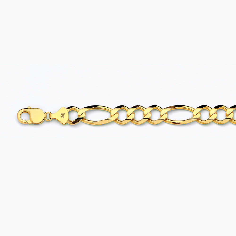 10K 12MM YELLOW GOLD SOLID FIGARO 16 CHAIN NECKLACE
