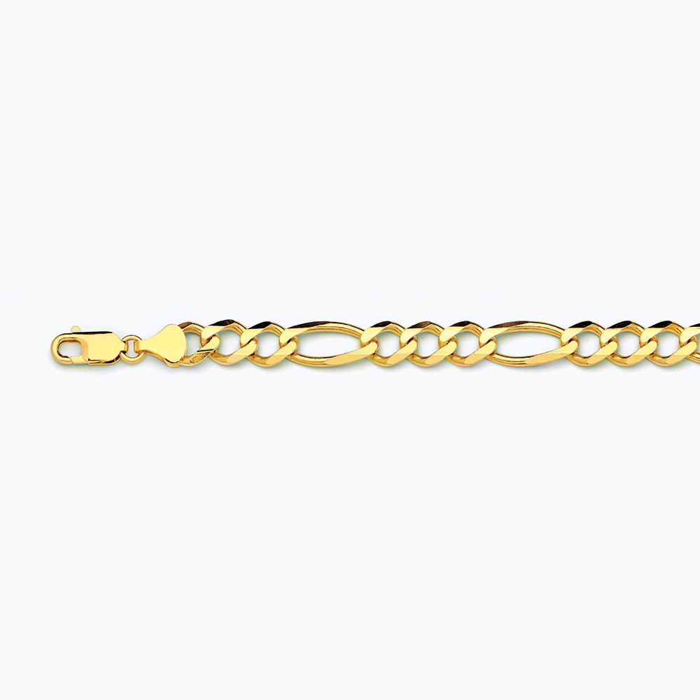 10K 9.5MM YELLOW GOLD SOLID FIGARO 24 CHAIN NECKLACE