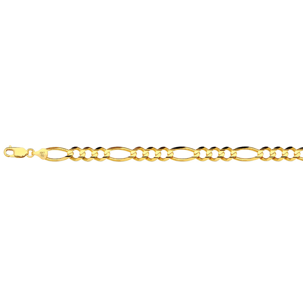 10K 8MM YELLOW GOLD SOLID FIGARO 20 CHAIN NECKLACE