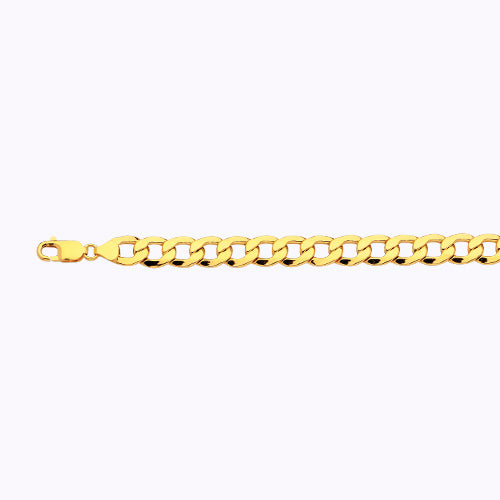10K 9MM YELLOW GOLD HOLLOW CURB 20" CHAIN NECKLACE