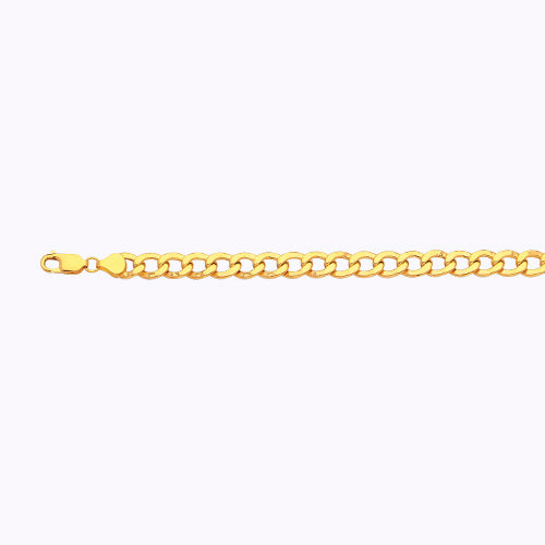 10K 7.5MM YELLOW GOLD HOLLOW CURB 16" CHAIN NECKLACE