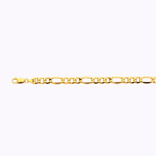 10K 7.5MM YELLOW GOLD HOLLOW FIGARO 20" CHAIN NECKLACE