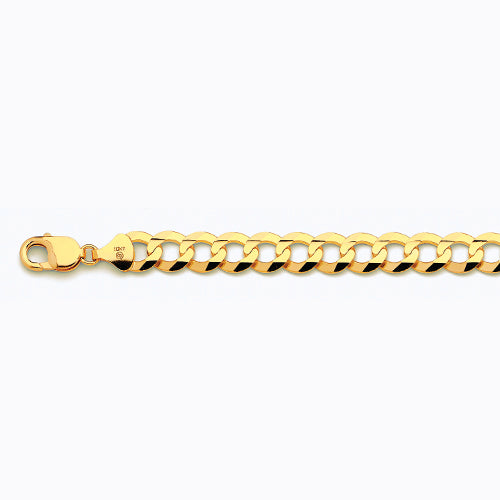 10K 11MM YELLOW GOLD SOLID CURB 18" CHAIN NECKLACE