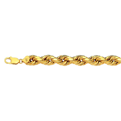 10K 10MM YELLOW GOLD DC HOLLOW ROPE 16" CHAIN NECKLACE