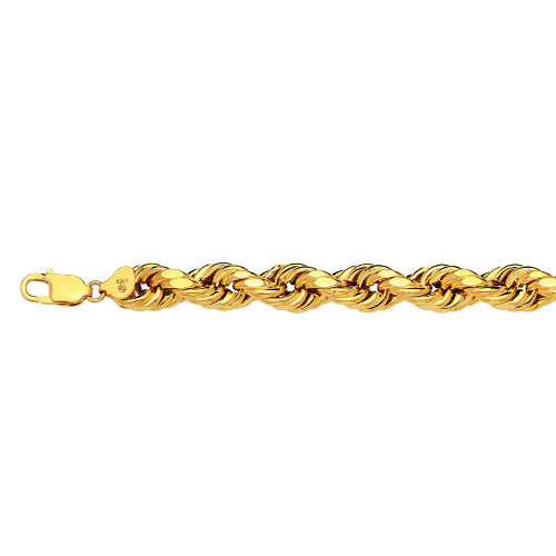 10K 8MM YELLOW GOLD DC HOLLOW ROPE 16" CHAIN NECKLACE