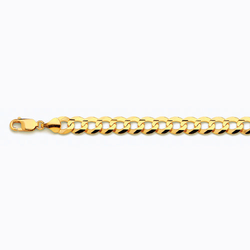 10K 9.5MM YELLOW GOLD SOLID CURB 18" CHAIN NECKLACE