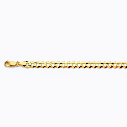 10K 7MM YELLOW GOLD SOLID CURB 22" CHAIN NECKLACE