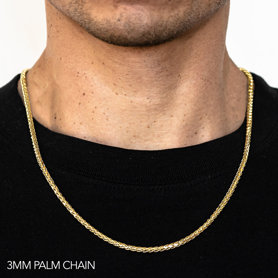 10K 3MM YELLOW GOLD PALM 16" CHAIN NECKLACE