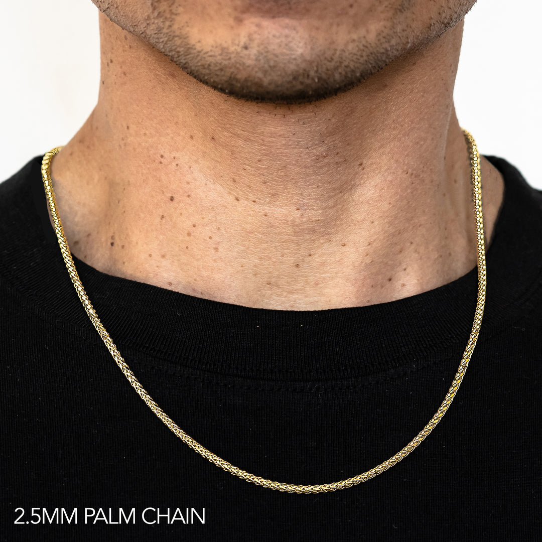 10K 2.5MM YELLOW GOLD PALM 22" CHAIN NECKLACE