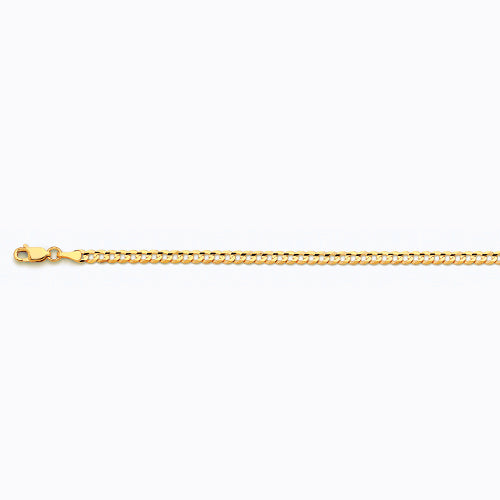 10K 3.5MM YELLOW GOLD SOLID CURB 16" CHAIN NECKLACE