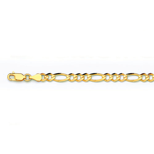 10K 4.5MM YELLOW GOLD SOLID FIGARO 24" CHAIN NECKLACE