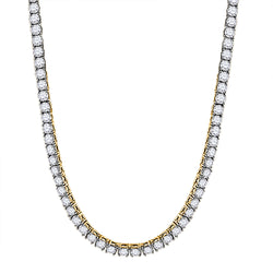 10kt Yellow Gold Mens Round Diamond 26-inch Tennis Chain Necklace 25-3/8 Cttw