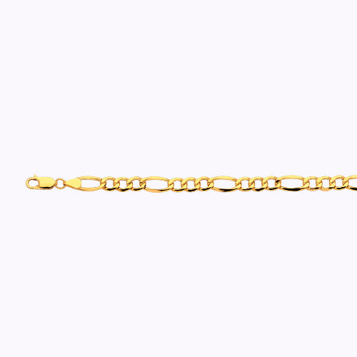 14K 6.5MM YELLOW GOLD HOLLOW FIGARO 22 CHAIN NECKLACE