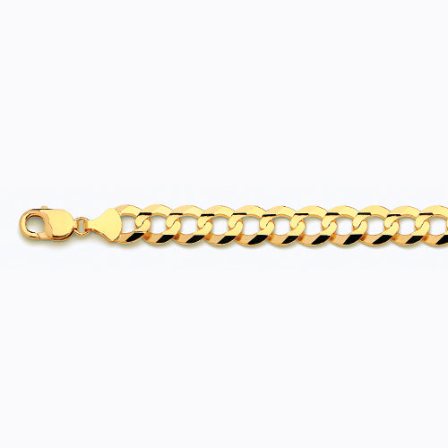 14K 12MM YELLOW GOLD SOLID CURB 16" CHAIN NECKLACE