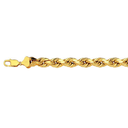 14K 9MM YELLOW GOLD DC HOLLOW ROPE 22" CHAIN NECKLACE