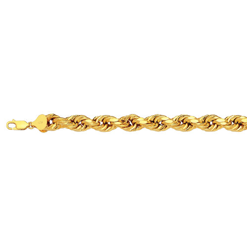 14K 6MM YELLOW GOLD DC HOLLOW ROPE 24" CHAIN NECKLACE