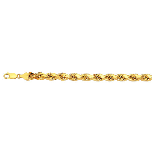 14K 5MM YELLOW GOLD DC HOLLOW ROPE 16" CHAIN NECKLACE