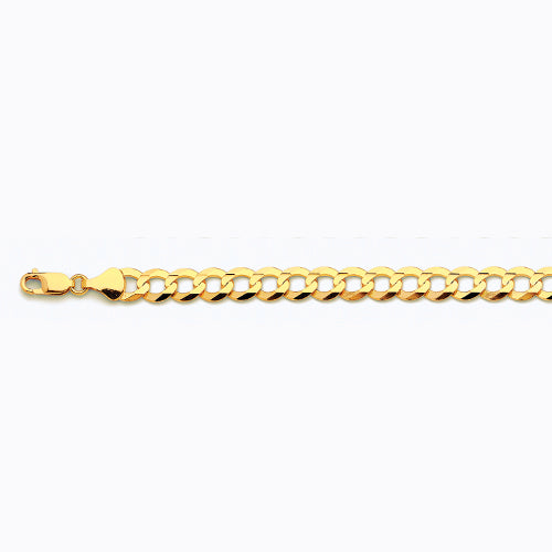 14K 8MM YELLOW GOLD SOLID CURB 18" CHAIN NECKLACE