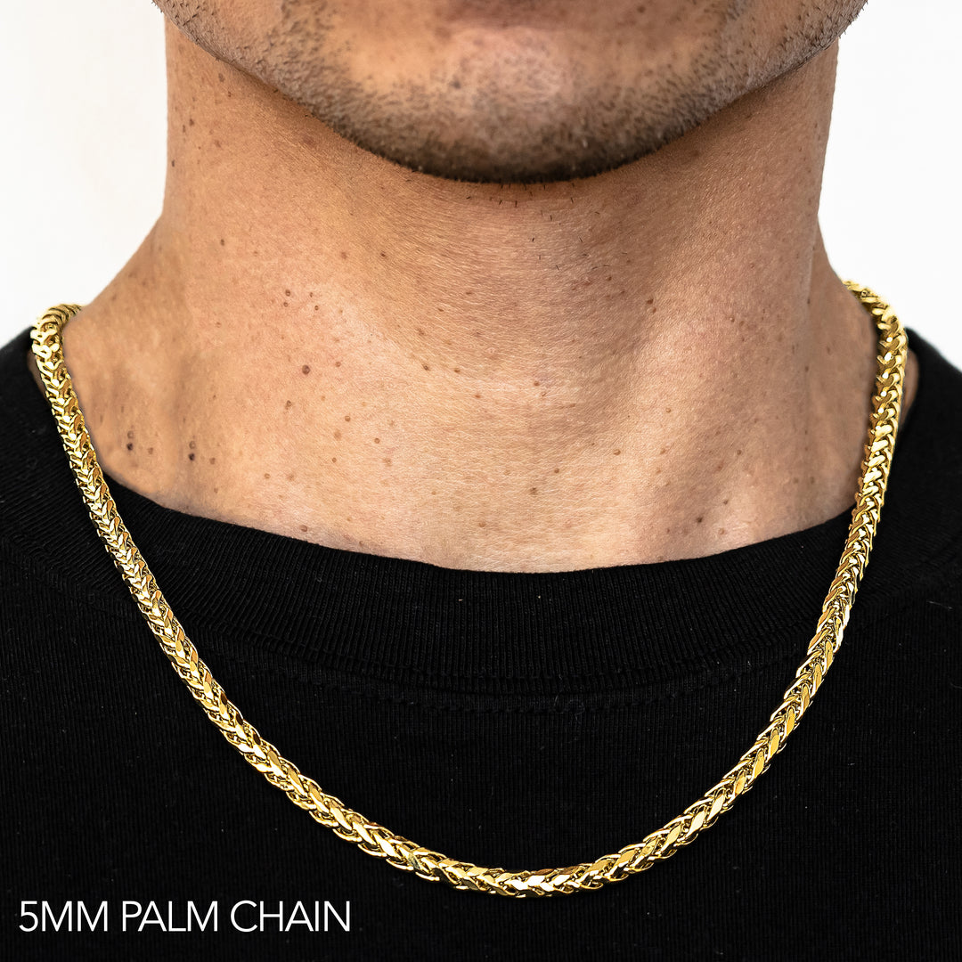 14K 5MM YELLOW GOLD PALM 22" CHAIN NECKLACE