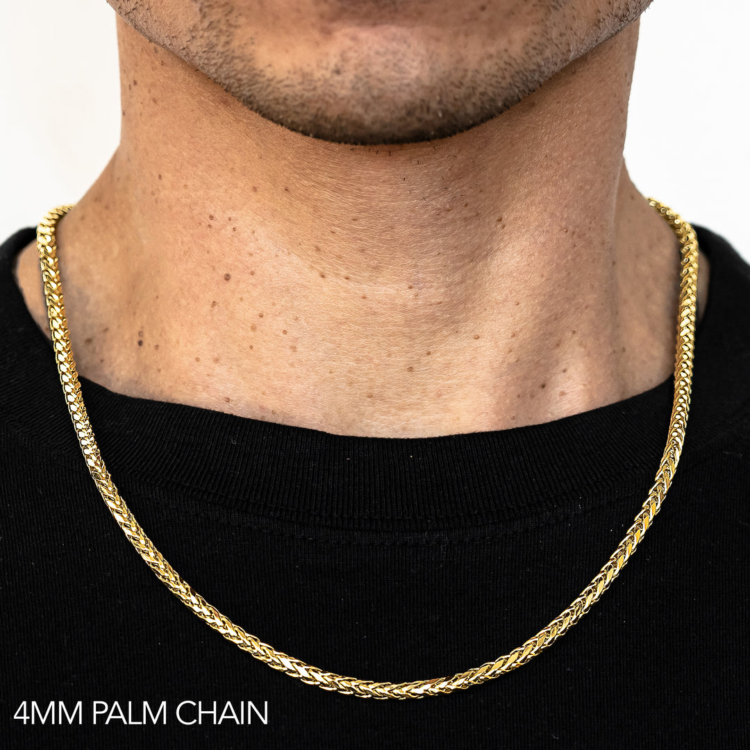 14K 4MM YELLOW GOLD PALM 18" CHAIN NECKLACE