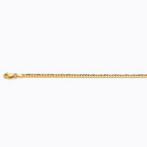 14K 3MM YELLOW GOLD SOLID CURB 16" CHAIN NECKLACE