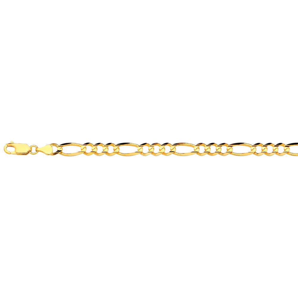 14K 5.5MM YELLOW GOLD SOLID FIGARO 16" CHAIN NECKLACE