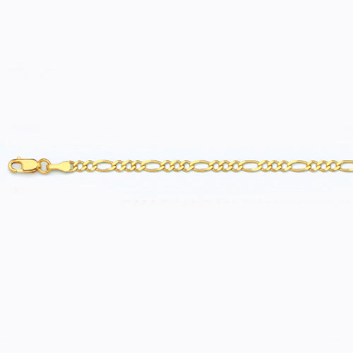 14K 2.5MM YELLOW GOLD SOLID FIGARO 16" CHAIN NECKLACE