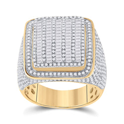 14kt Yellow Gold Mens Baguette Diamond Square Ring 2-1/2 Cttw