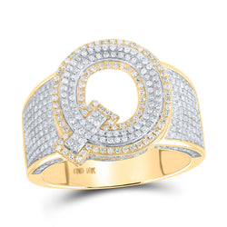 10kt Two-tone Gold Mens Round Diamond Q Initial Letter Ring 1 Cttw