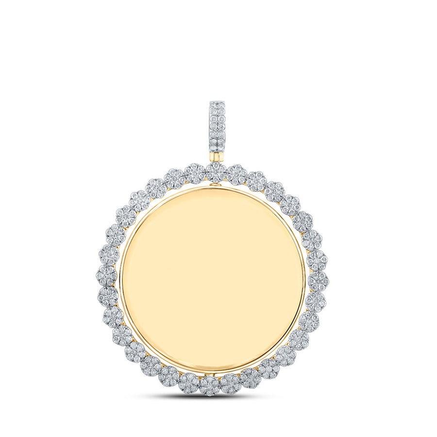 10kt Yellow Gold Mens Round Diamond Double Side Memory Circle Charm Pendant 4-5/8 Cttw