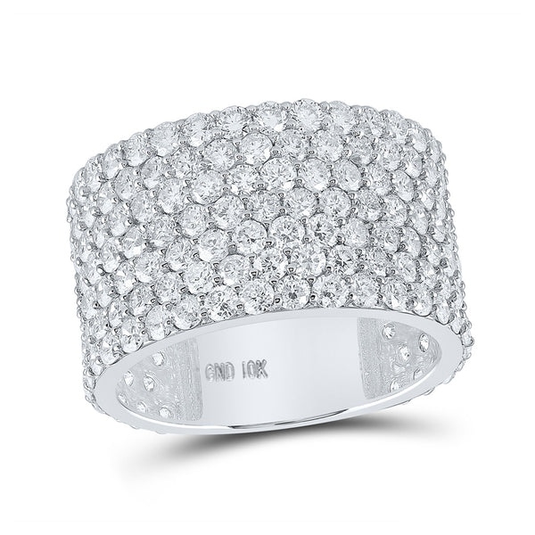 10kt White Gold Mens Round Diamond Pave 7-Row Band Ring 7-1/2 Cttw