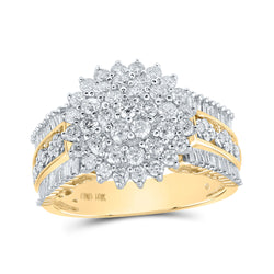 10kt Yellow Gold Womens Round Diamond Cluster Ring 1-1/2 Cttw