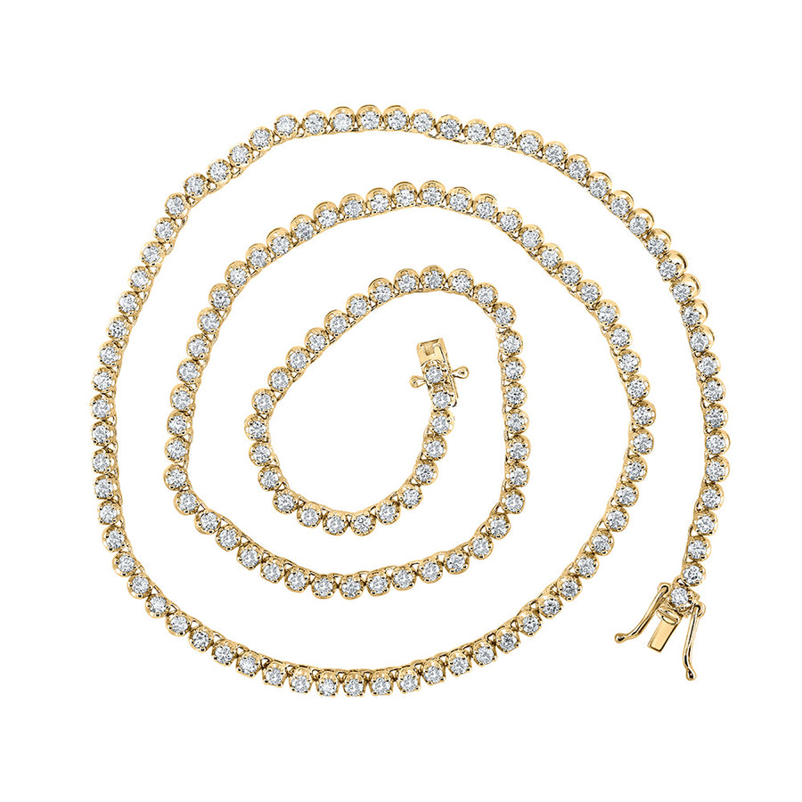 14kt Yellow Gold Mens Round Diamond 18-inch Tennis Chain Necklace 4-5/8 Cttw