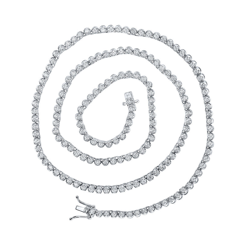 10kt White Gold Mens Round Diamond 20-inch Tennis Chain Necklace 5 Cttw