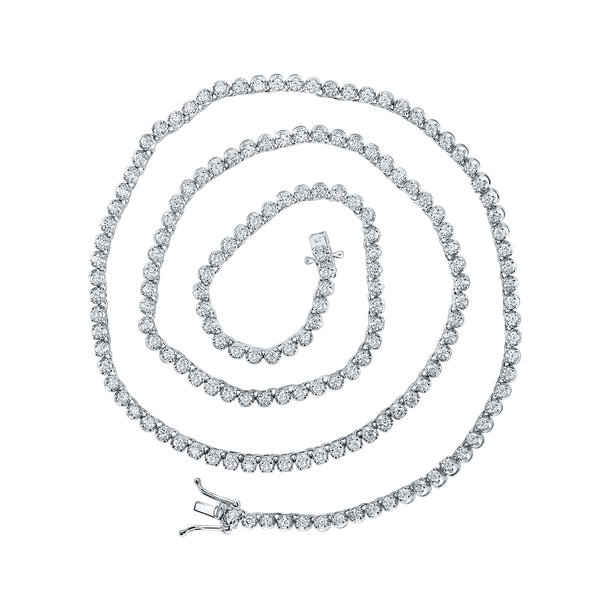 14kt White Gold Mens Round Diamond 20-inch Tennis Chain Necklace 5 Cttw
