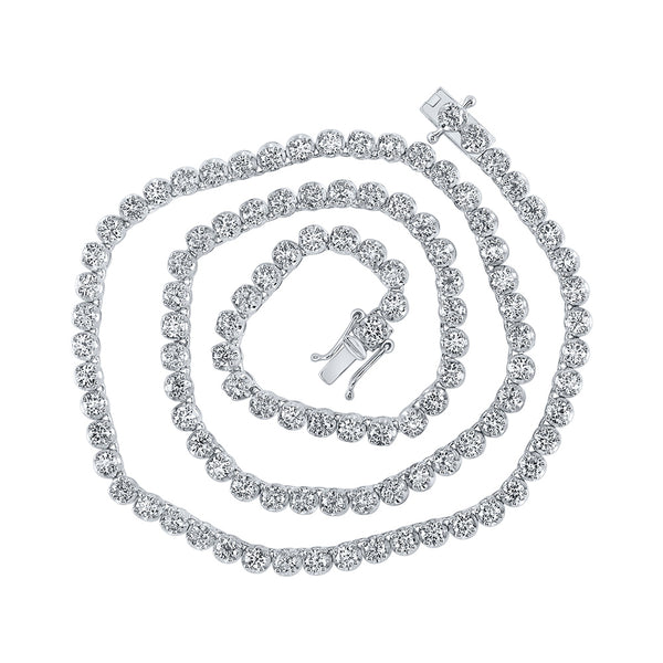 14kt White Gold Mens Round Diamond 16-inch Tennis Chain Necklace 9 Cttw