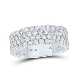 14kt White Gold Mens Round Diamond 4-Row Pave Band Ring 4-1/4 Cttw