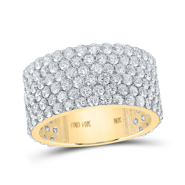 14kt Yellow Gold Mens Round Diamond 6-Row Pave Band Ring 6-1/2 Cttw