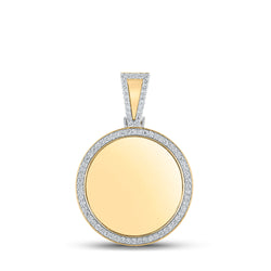 14kt Yellow Gold Mens Round Diamond Picture Memory Circle Charm Pendant 1-1/2 Cttw