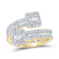 10kt Yellow Gold Womens Baguette Diamond Cuff Eternity Band Ring 1-1/2 Cttw