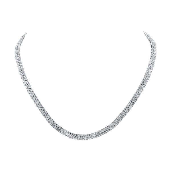 14kt White Gold Womens Round Diamond 18-inch Fashion Necklace 12 Cttw