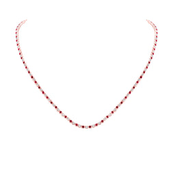 14kt Rose Gold Womens Round Ruby Diamond Tennis Necklace 5-5/8 Cttw