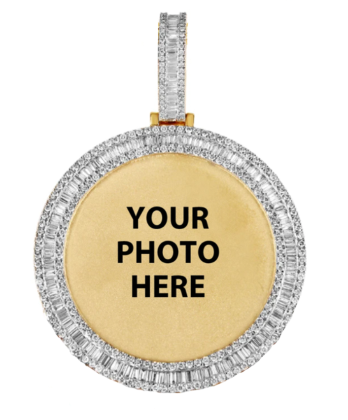 Genuine Diamond Baguette Custom Picture Pendant