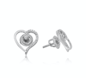 10k Genuine Diamond earring .12 ctw Heart