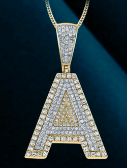 10k Genuine Diamond Two Tone Letters Initials A-Z