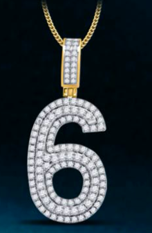10k Genuine Diamond Number Pendants Style One