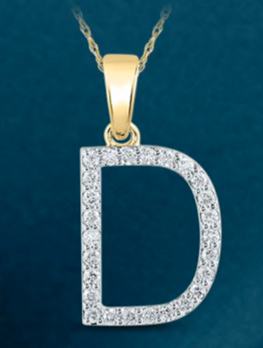 10k Genuine Diamond Single Row Letters Initials A-Z