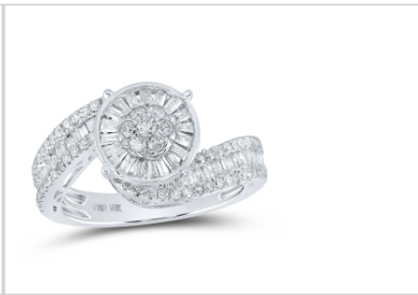 Round Genuine Baguette Diamond Engagement Ring